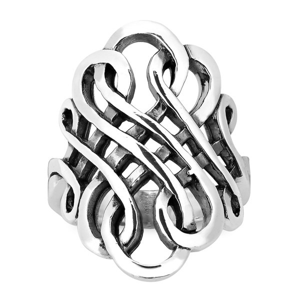 Handmade Forever Interconnected Infinity Knot Sterling Silver Ring (Thailand)