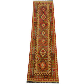 Herat Oriental Afghan Hand-woven Vegetable Dye Wool Kilim Runner (2'8 x 9'7)