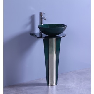 Legion Furniture 19.6-Inch Dark Green Glass Single Bathroom Vanity