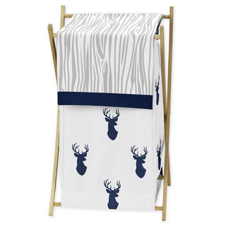 Sweet Jojo Designs Woodland Deer Blue/White Fabric Laundry Hamper