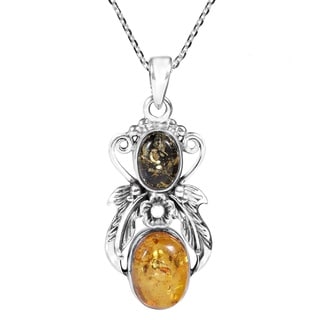 Amber Angel Vine Adorned .925 Silver Necklace (Thailand)