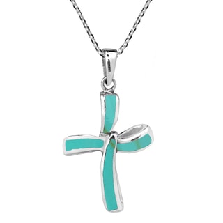 Infinity Twist Cross Natural Stone Sterling Silver Necklace (Thailand)