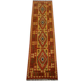 Herat Oriental Afghan Hand-woven Vegetable Dye Wool Kilim Runner (2'8 x 9'10)