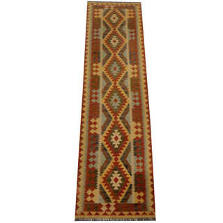Herat Oriental Afghan Hand-woven Vegetable Dye Wool Kilim Runner (2'8 x 9'9)