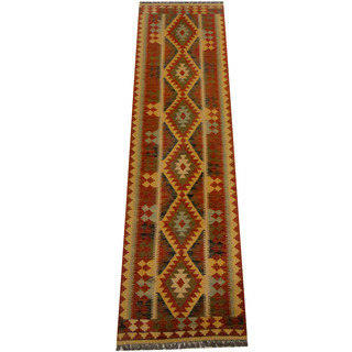 Herat Oriental Afghan Hand-woven Vegetable Dye Wool Kilim Runner (2'7 x 9'9)