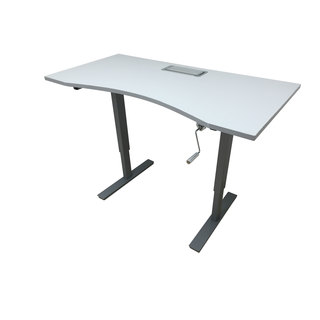 Adjustable Height Grey Crank Desk with 55-inch x 28-inch Ergonomic Desktop