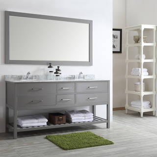 Foligno Grey with Carrara White Marble Top 72-inch Double Vanity with Mirror