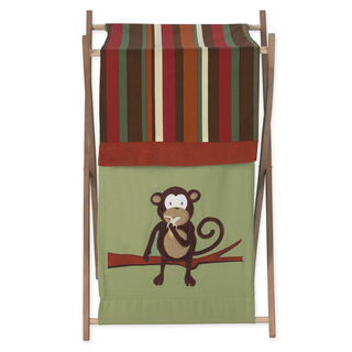 Sweet Jojo Designs Monkey Time Collection Multicolored Wood/Fabric Laundry Hamper