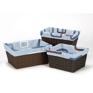 Sweet Jojo Designs Geo Collection Blue and Brown Cotton Basket Liners