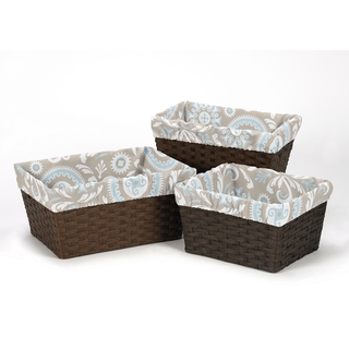 Sweet Jojo Designs Hayden Collection Blue and Taupe Cotton Basket Liners