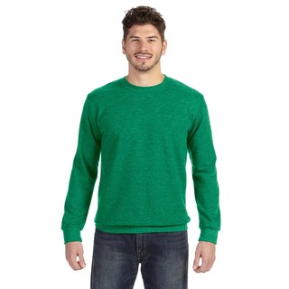 Adult Crew-Neck Men's French Terry Heather Green Sweater