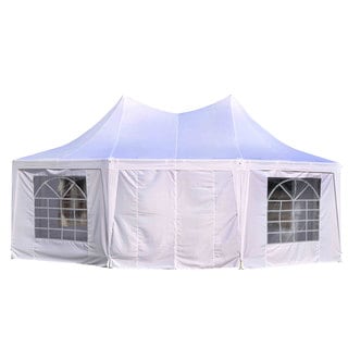 Outsunny White 22-inch x 16-inch Large Octagon 8-wall Party Canopy Gazebo Tent