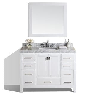 48-inch Malibu White Single Modern Bathroom Vanity with White Marble Top