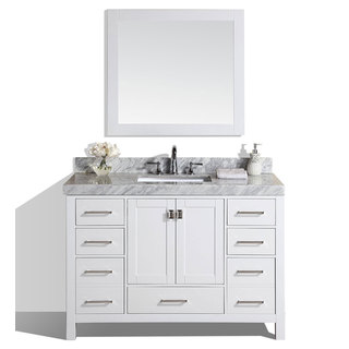 60-inch Malibu White Single Modern Bathroom Vanity with White Marble Top