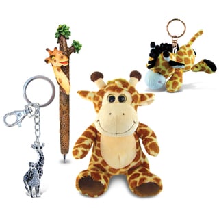 Animals\Zoo Animals Theme Set of 4 Giraffe Planet Pen, Super Soft Plush, Plush Keychain, and Sparkling Charm