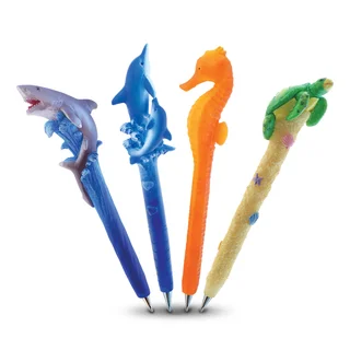 Puzzled Inc. Planet Pen Collection Resin Seahorse, Dolphin with Baby, and Sea Turtle Pens