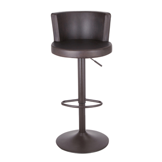 Adeco Adjustable Hydraulic Bar Stools Full Back Accent Round Chair