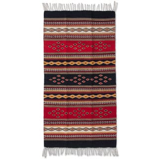 Handmade Zapotec Wool 'Highland Dawn' Runner Rug 5x2.6 (Mexico)