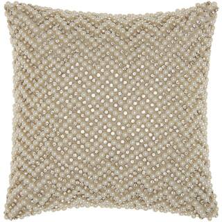 Mina Victory Luster Diamond Chevron Ivory 12 x 12-inch Throw Pillow by Nourison