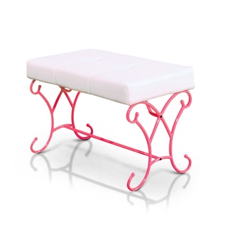Furniture of America Princess Fantasy Two-Tone Upholstered Pink/White Bench