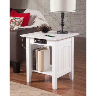 Nantucket End Table with Charger White