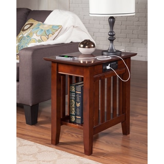 Mission Charger Walnut Wood Side Table