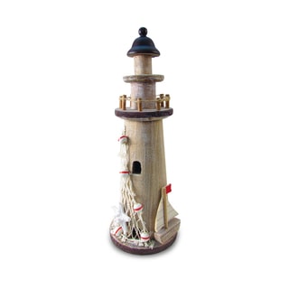 Puzzled Inc Nautical Brown Wood Large Decorative Lighthouse