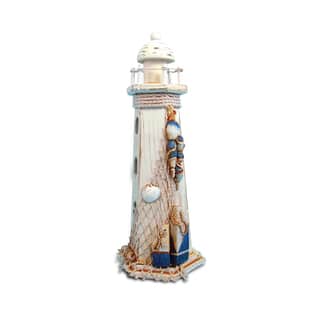 Puzzled Inc. White Wooden Lighthouse Nautical Decor