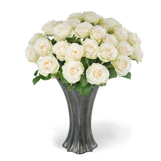 Jane Seymour Botanicals White 22-inch Tall Rose Bouquet In Graphite Vase