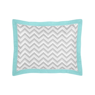 Gray and Turquoise Blue Zig Zag Collection Standard Pillow Sham by Sweet Jojo Designs