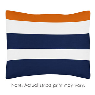 Standard Pillow Sham for the Navy Blue and Orange Stripe Collection by Sweet Jojo Designs