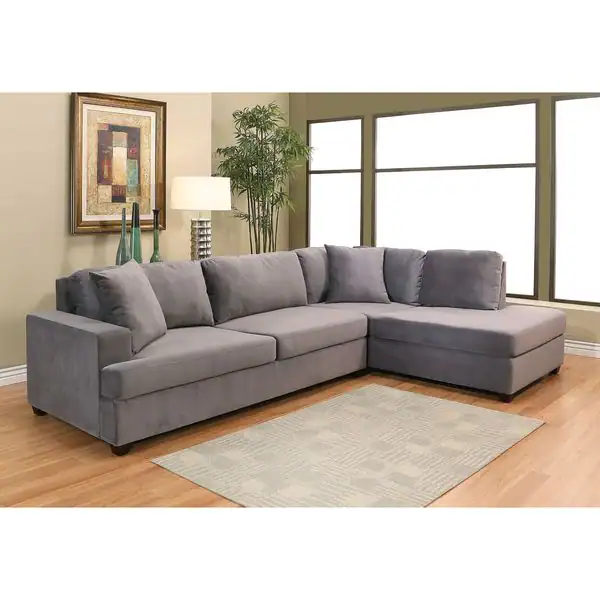 Abbyson Vista Grey Velvet Fabric Sectional Sofa