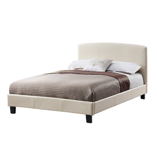 Desi Faux-Leather Upholstered Cream Colored Bed