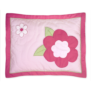 Sweet Jojo Designs Pink and Green Flower Collection Standard Pillow Sham