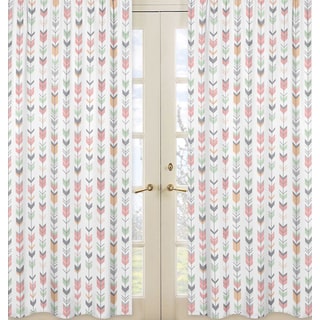 Sweet Jojo Designs Coral and Mint Mod Arrow Collection Window Curtain Panels