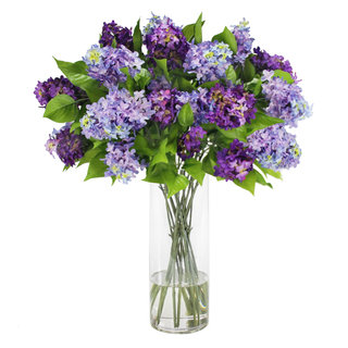 Jane Seymour Botanicals Faux Lilacs In Glass Cylinder Vase
