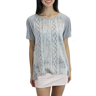 Relished Women's Grey Cable Knit Print Tee