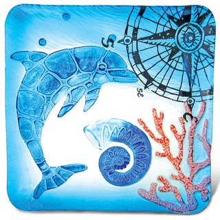 Blue Glass 12-inch Square Dolphin Plate
