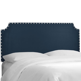 Skyline Furniture Navy Microsuede Notched Nail Button Headboard