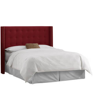 Skyline Furniture Berry-colored Velvet Nail-button Tufted Wingback Headboard
