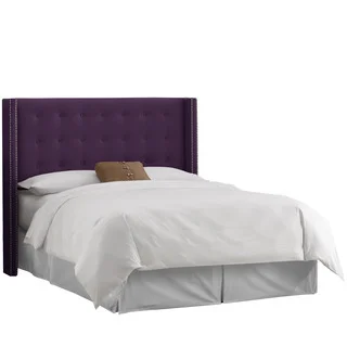 Skyline Furniture Eggplant Purple Velvet Nail-button Tufted Wingback Headboard