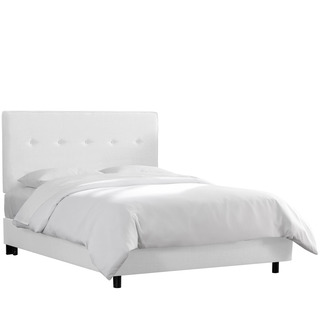 Skyline Furniture Five Button Bed in Twill White