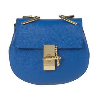 Chloe Drew Small Blue w/Gold Hardware Chain Shoulder Handbag