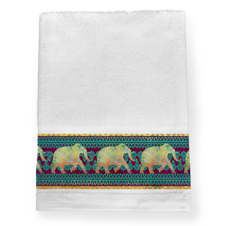 Laural Home Multicolored Cotton Moroccan Elephants Bath Towel