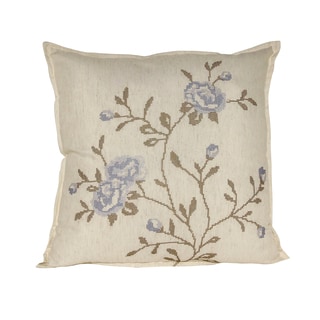 Serenta Multicolored Faux-linen Embroidered Decorative Throw Pillow