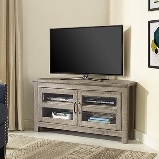 44-inch Wood Corner TV Stand - Driftwood