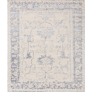 Pasargad's Silk Fusion Collection Hand-knotted Beige Viscose from Bamboo and Wool Area Rug (8' x 10'