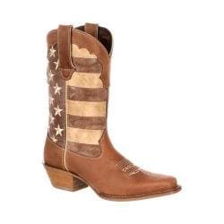 Women's Durango Boot DRD0131 12in Durango Crush Boot Brown/Union Flag Full Grain Leather/Faux Leather