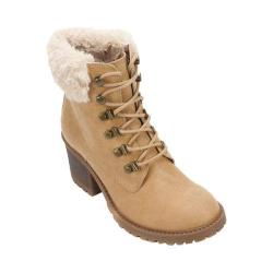 Women's Cliffs by White Mountain Trident Fur Collar Hiker Boot Wheat Distressed PU/Multi Fur
