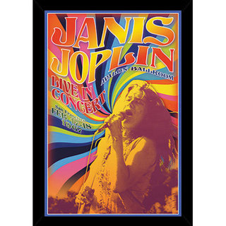 Janis Joplin 24-inch x 36-inch Print with Black Contemporary Poster Frame